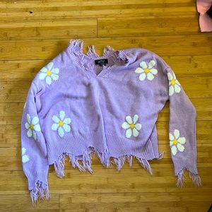 Purple Daisy Sweater, Small